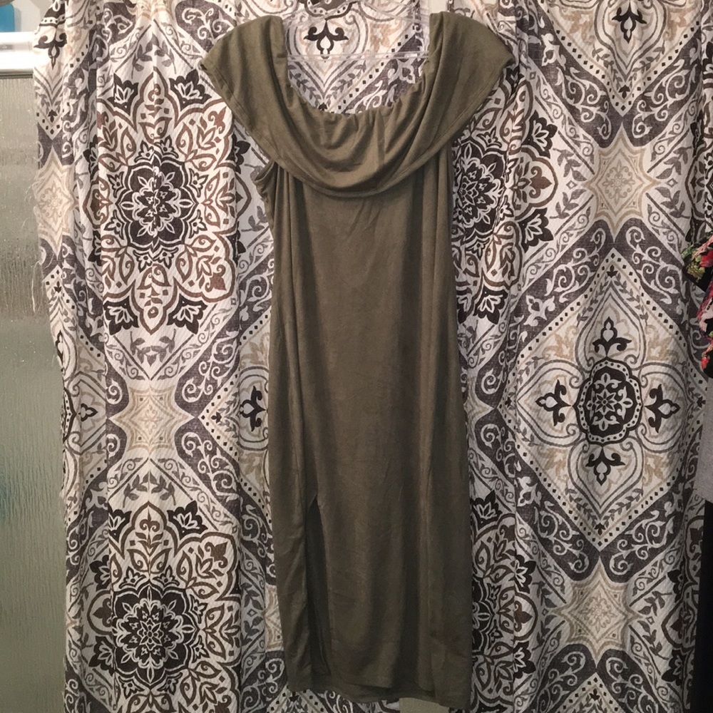 Olive suede dress